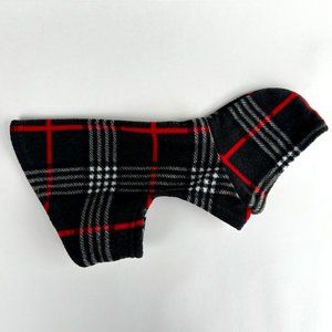 Black Plaid Fleece Super-Soft Pullover Puppy Dog Hoodie Extra Small